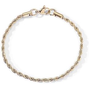 Pingyongchang المشبك حبل أساور 3mm الذهب والفضة أساور للنساء التيتانيوم الصلب حبل سلسلة ربط سوار للرجال 7 بوصة 8 بوصة in Kuwait