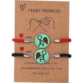 2pcs Couples Bracelets for Partners Pinky Promise Glow Friendship Bracelets Valentine's Day Christmas Gift for Women Men