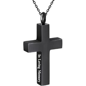 Cremation Cross Necklace for Ashes Stainless SteelCross Necklace for Ashes Stainless Steel Cross Urn Necklace Ashes Holder Memorial Jewelry-In Loving Memory