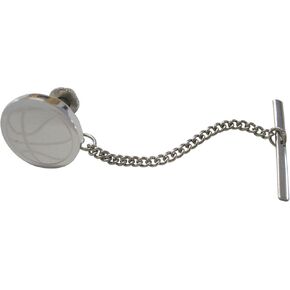 Kiola Designs Silver Toned Etched Round Basketball Tie Tack