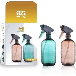 FZE® Spray Bottles Pack of 2, 25 Oz/750ml Water Spray Bottle for Hair with Adjustable Nozzle, Empty Spray Bottle for Cleaning Also Suitable for Essential Oils, Plants & Cooking (Aqua Blue & Brown)