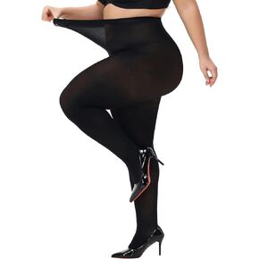 80D Black Plus Size Tights for Women, Fleece Lined Tights Women Plus Size, Plus Size Pantyhose for Women Plus Size - 1 Pair (3XL-4XL)