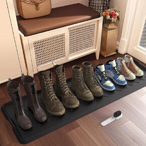 Extra Large Heavy Duty Boot Tray Natural Rubber Shoe Mat Tray for Entryway with Shoes Brush Large Boot Mat Tray Multi-Purpose for Indoor or Outdoor, 16 x 45.3 Inches