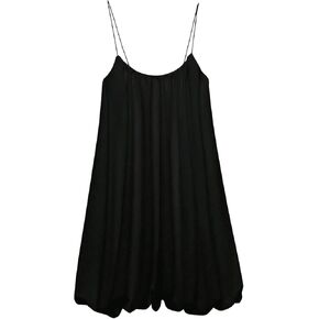 MakeMeChic Women's Bubble Dresses Spaghetti Strap Sleeveless Loose A Line Flowy Y2K Cami Mini Dress