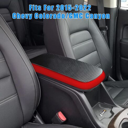 Rifoda Center Console Armrest Cover for 2015-2022 Chevy Colorado/GMC Canyon Accessories Arm Rest Box Pad Console Lid Protection Saver (Carbon Fiber with Black) in Saudi Arabia
