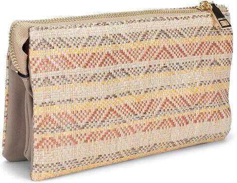 JEN & CO. Riley Vegan Straw Woven Wristlet, Womens Small Clutch, Adjustable/Detachable Strap Crossbody Shoulder Handbag Purse in Saudi Arabia