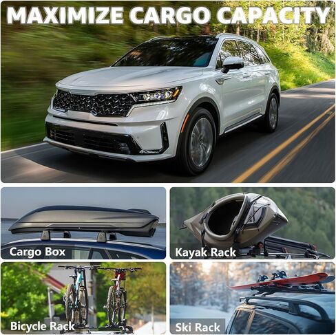 Roof Rack Cross Bars Compatible with Kia Sorento 2021-2025 & Sorento HYBIRD 2021-2025, Adjustable Aluminum Heavy Duty 300 LBS Anti-Theft Lock Cargo Carrier Rooftop Crossbar for Bike,Snowboard,Luggage in Saudi Arabia