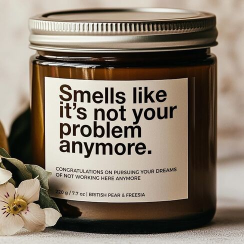 Farewell Gifts for Coworkers - Coworker Leaving Gifts for Women & Men - British Pear & Freesia Soy Wax Scented Candle (7.7 oz) - Funny Going Away Gift for Coworker - Goodbye Gifts in Saudi Arabia