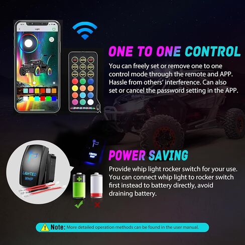 Nilight LED Whip Light 1 PC 3FT COB RGB Lighted Antenna Whips with Spring Base Remote & App Control DIY Chasing Patterns for Can-am Offroad ATV UTV RZR Polaris Dune Buggy 4-Wheeler Truck in Saudi Arabia