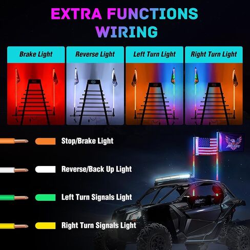 Nilight LED Whip Light 1 PC 3FT COB RGB Lighted Antenna Whips with Spring Base Remote & App Control DIY Chasing Patterns for Can-am Offroad ATV UTV RZR Polaris Dune Buggy 4-Wheeler Truck in Saudi Arabia