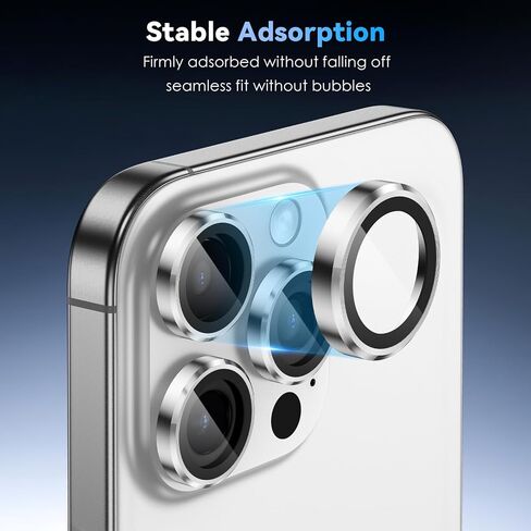 CloudValley [عبوة من قطعتين لهاتف iPhone 16 Pro/iPhone 16 Pro Max، [زخرفة لامعة] غطاء زجاجي مقوى فائق الدقة، ملحقات حلقة واقية لشاشة العدسات المعدنية، تيتانيوم أسود in Kuwait