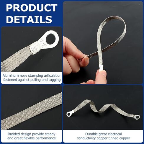 10pcs Automotive Engine Grounding Strap, 10/12 inch Engine Ground Strap Kit Braided Copper Ground Straps Automotive Ground Strap Wire Ground Strap Connectors for Most Cars in Saudi Arabia