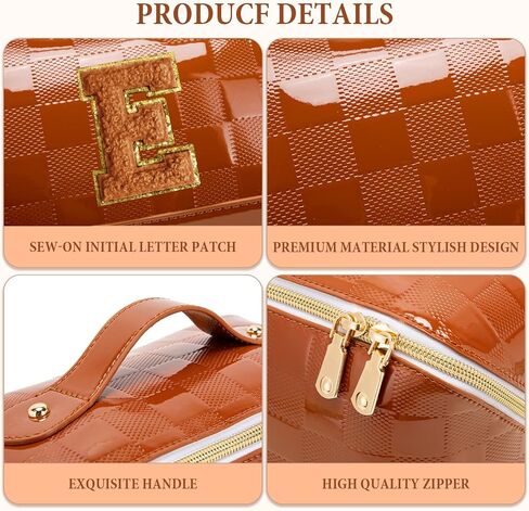 حقيبة مكياج أولية ذات سعة كبيرة حقيبة مستحضرات تجميل للسفر للنساء من جلد البولي يوريثان حقيبة أدوات الزينة مسطحة مفتوحة مع مقبض ومقسم هدايا شخصية للنساء (أسود أ) in Kuwait