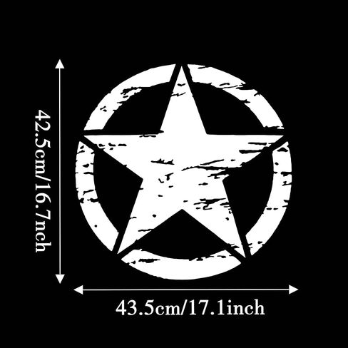 TOMALL 17'' Star Car Sticker Decal for Car Hood Auto Five-Pointed Star Graphics Sticker for SUV Off-Road Vehicles Car Body Side Door Trunk Universal Waterproof Vinyl Car Sticker (Black) in Saudi Arabia