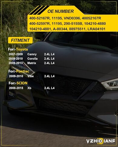 مولد تيار ثابت لـ: -Toyota Camry 2007-2009 Corolla 2009 2010 Matrix 2009-2013 لـ: -Pontiac Vibe 2009-2010، لـ: -Scion Xb 2008-2015، 2.4L L4 12V CW 100Amp OE# 400-52167R VND0396 in Kuwait