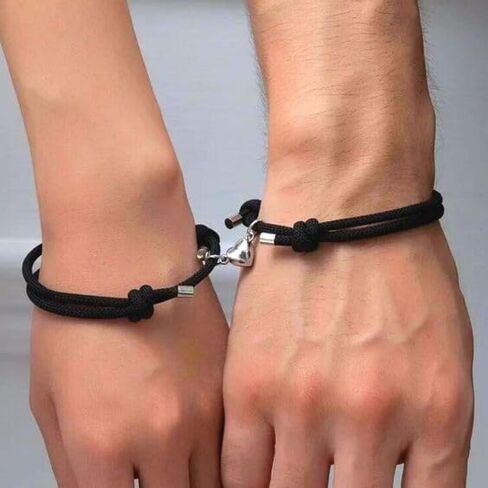 2 Pcs Couple Bracelet Eternal Love Vow Love Bracelet Best Friends Braided Stretchable Bracelet Valentine's Day for Men and Women in Saudi Arabia
