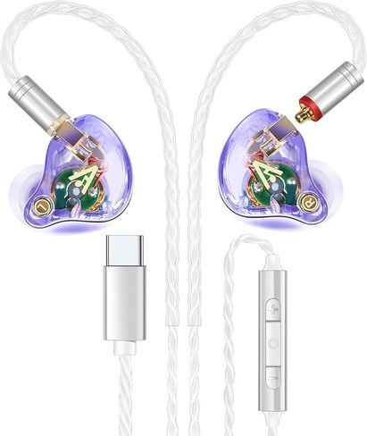 سماعات أذن سلكية Vibes 202ML - سماعات HiFi داخل الأذن - وسائد أذن عازلة للضوضاء مع ميكروفون - صوت واضح، وجهير عميق وسماعات مريحة - MMCX إلى Lightning وكابل مطلي بالفضة - حقيبة حمل in Saudi Arabia