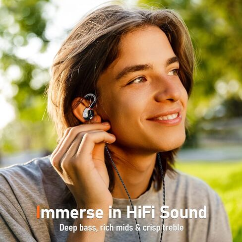 سماعات أذن سلكية Vibes 202ML - سماعات HiFi داخل الأذن - وسائد أذن عازلة للضوضاء مع ميكروفون - صوت واضح، وجهير عميق وسماعات مريحة - MMCX إلى Lightning وكابل مطلي بالفضة - حقيبة حمل in Kuwait