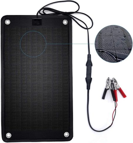 شاحن بطارية بالطاقة الشمسية 24 فولت 10 واط لمحرك التصيد والقوارب والمركبات الترفيهية والبحرية، شاحن شمسي بقدرة 0.28 أمبير، تنظيم ذاتي - تصميم بدون تجربة التوصيل والتشغيل، الأبعاد: 16.14 × 9.13 × 0.31 بوصة in Saudi Arabia