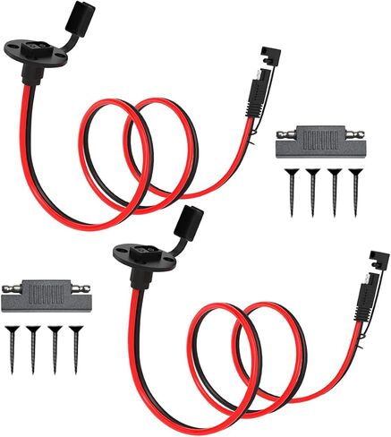 2 حزمة 10AWG 2FT SAE موصل الطاقة SAE المقبس منفذ الجدار الجانبي إلى خط فارغ، قطع سريع مانع لتسرب الماء، للوحات الشمسية، دراجة نارية، سيارة in Kuwait