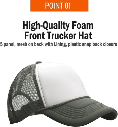 PLAIN GEAR Foam(Sponge) Front Mesh Back 5 Panel Trucker Hat, Adjustable, Light Weight Snapback Cap Solid/Two Tone in Saudi Arabia