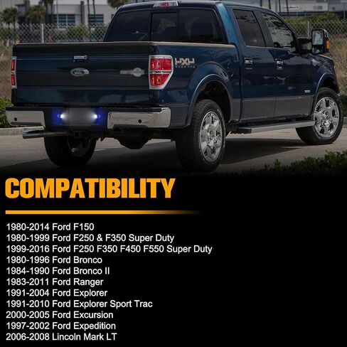Gempro Led License Plate Lights Compatible with Ford F150 F250 F350 F450 F550 Superduty Bronco Excursion Ranger Expedition Explorer Blue Neon Tube Tag Lamps in Saudi Arabia