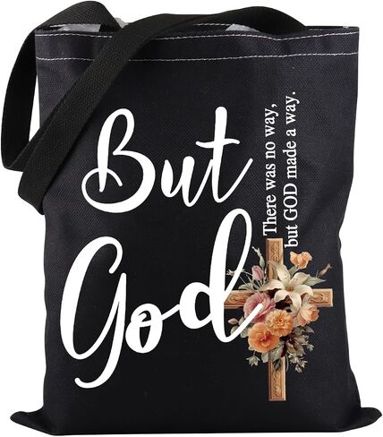 PWHAOO Christian Tote Bag But God There Was No Way But God Made A Way Tote Bag Religious Inspirational Gift in Saudi Arabia