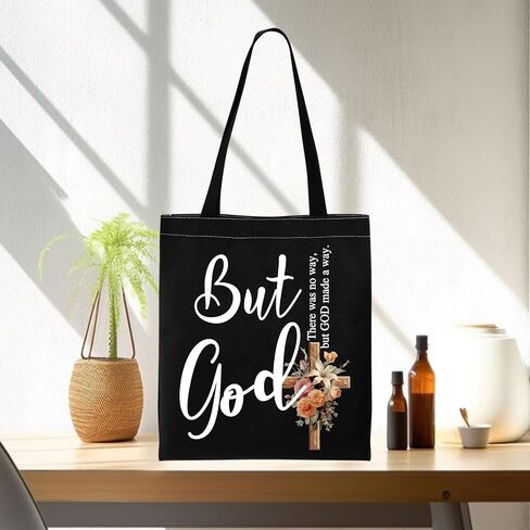 PWHAOO Christian Tote Bag But God There Was No Way But God Made A Way Tote Bag Religious Inspirational Gift in Saudi Arabia