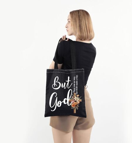 PWHAOO Christian Tote Bag But God There Was No Way But God Made A Way Tote Bag Religious Inspirational Gift in Saudi Arabia