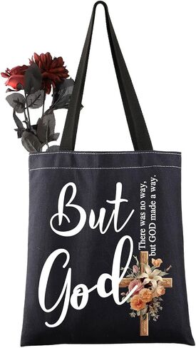 PWHAOO Christian Tote Bag But God There Was No Way But God Made A Way Tote Bag Religious Inspirational Gift in Saudi Arabia