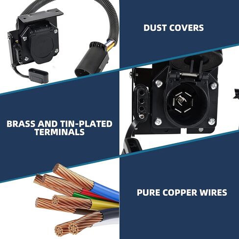 55774 MITZONE Multi-Tow 4-Way Flat و7-Way Blade Trailer Wiring محول موصل الأسلاك تسخير عدة متوافق مع Ford GM Dodge Durango Ram Sierra Grand Cherokee Buick Cadillac شيفروليه هوندا in Kuwait