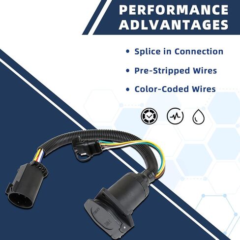 55774 MITZONE Multi-Tow 4-Way Flat و7-Way Blade Trailer Wiring محول موصل الأسلاك تسخير عدة متوافق مع Ford GM Dodge Durango Ram Sierra Grand Cherokee Buick Cadillac شيفروليه هوندا in Kuwait