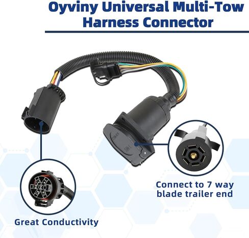 55774 MITZONE Multi-Tow 4-Way Flat و7-Way Blade Trailer Wiring محول موصل الأسلاك تسخير عدة متوافق مع Ford GM Dodge Durango Ram Sierra Grand Cherokee Buick Cadillac شيفروليه هوندا in Kuwait