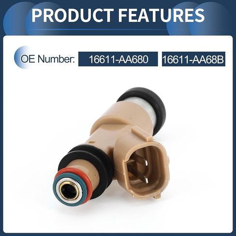 حاقن الوقود، فوهة حقن وقود المحرك رقم 16611-AA680 لسوبارو فورستر x 2004-2010 2.5 لتر لسوبارو امبريزا RS 2004-2005 2.5 لتر أصفر، 4 قطع in Saudi Arabia