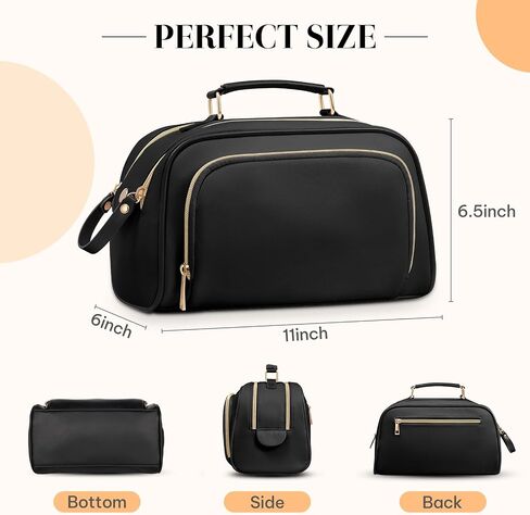Travel Toiletry Bag Makeup Bag for Women - Stylish & Waterproof Leather Cosmetic Bags with Wide Open Flat, Portable Large Toiletry Organizer for Trave Daily Work in Saudi Arabia