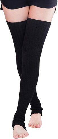 جوارب Hoyuwak النسائية طويلة جدًا بدون قدم، جوارب سميكة لتدفئة الساق، جوارب للركبة عالية الكابل للشتاء in Kuwait
