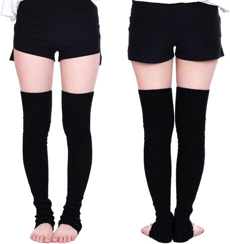 جوارب Hoyuwak النسائية طويلة جدًا بدون قدم، جوارب سميكة لتدفئة الساق، جوارب للركبة عالية الكابل للشتاء in Kuwait