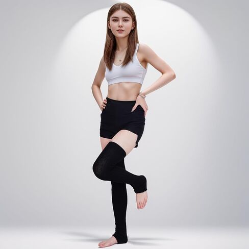 جوارب Hoyuwak النسائية طويلة جدًا بدون قدم، جوارب سميكة لتدفئة الساق، جوارب للركبة عالية الكابل للشتاء in Kuwait