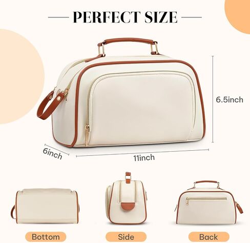 Travel Toiletry Bag Makeup Bag for Women - Stylish & Waterproof Leather Cosmetic Bags with Wide Open Flat, Portable Large Toiletry Organizer for Trave Daily Work in Saudi Arabia