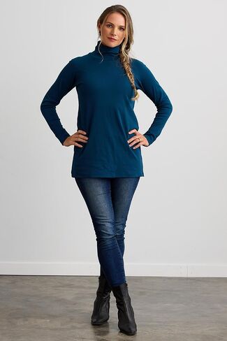 Women's Luxe Organic 100% Cotton Mock Neck Tunic in Saudi Arabia