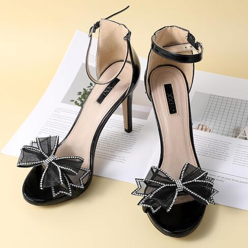 2 Pcs Shoe Clips for Women Dress Shoes, Mesh Bow Rhinestone High Heel Shoe Clips Buckle Detachable Bow Heels Clothing Accessories for Women Girls Bridal Wedding Party Prom Decorations in Kuwait