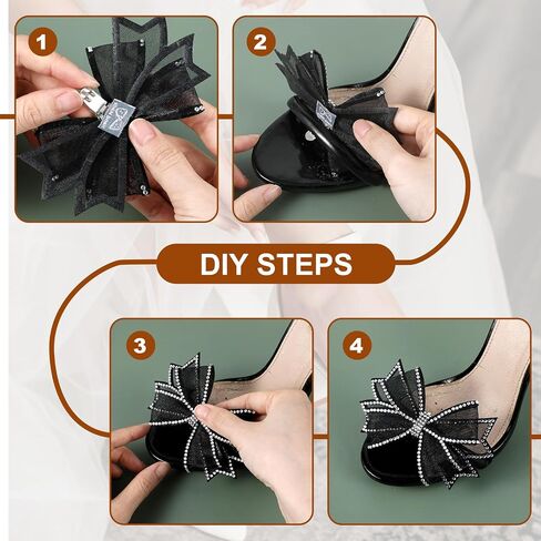 2 Pcs Shoe Clips for Women Dress Shoes, Mesh Bow Rhinestone High Heel Shoe Clips Buckle Detachable Bow Heels Clothing Accessories for Women Girls Bridal Wedding Party Prom Decorations in Kuwait