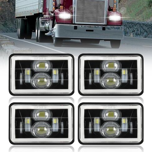 CO LIGHT 4Pcs 4x6 LED Headlights DOT Hi/Lo Sealed Beam Headlights Replacement H4651 H4652 H4656 H4666 H6545 Compatible with Peterbilt 379 Kenworth T800 T600 Freightinger Ford Probe in Saudi Arabia