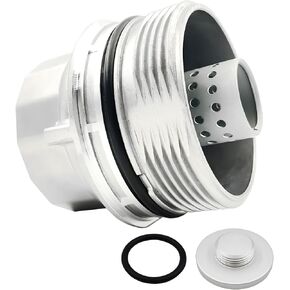 Upgrade Aluminum Oil Filter Housing Cap Assembly with Oil Plug Drain, Compatible with Toyota Avalon Camry Corolla Highlander Matrix Prius RAV4 Sienna Tacoma Venza, Replace 1562040030 15620-40030