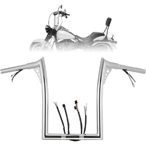 TIGERSGATE PRE-WIRED 14" Rise Diablo Ape Hangers 1 1/4" مجموعة مقود المرتزقة Fat Softail لـ 2013-2015 Harley Breakout و2012-2015 Fatboy (كروم)
