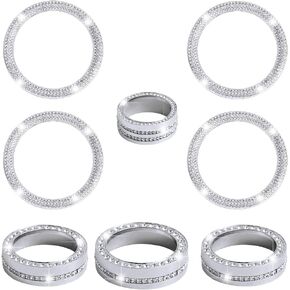 CARFIB for Jeep Bling Accessories Jeep Wrangler JL JLU Gladiator JT Air Vents AC Knobs Decals Stickers 2020 2021 Car Women Rhinestone Silver 8 Pack