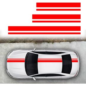 SUNJIKA 3PCS Vinyl Car Side Sticker Long Stripe Graphic Auto Hood Tailgate Body Racing Sports Decals Universal Car Truck DIY Decal Stripe Vinyl Stickers Decoration (Black)