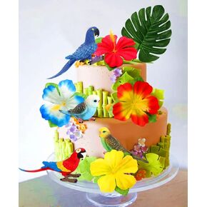 JeVenis Parrot Birthday Cake Decoration Tropical Bird Cupcake Decoration Parrot Party Supplies Tropical Bird Cake Decoration