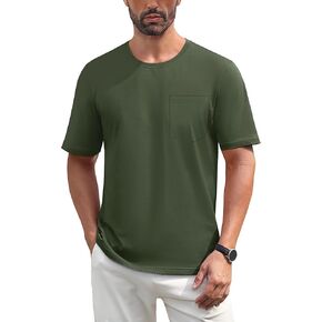 TACVASEN Mens Pocket T Shirts Cotton Short Sleeve Moisture Wicking Casual Crew Neck Tshirts