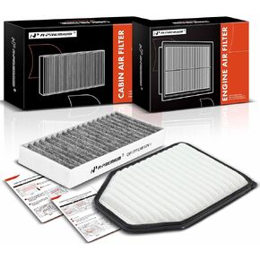 A-Premium 2-PC Engine & Cabin Air Filter with Activated Carbon Compatible with Jeep Wrangler 2011-2017, Wrangler JK 2018, 3.6L 3.8L, Replace# 55111302AA, 53034018AE